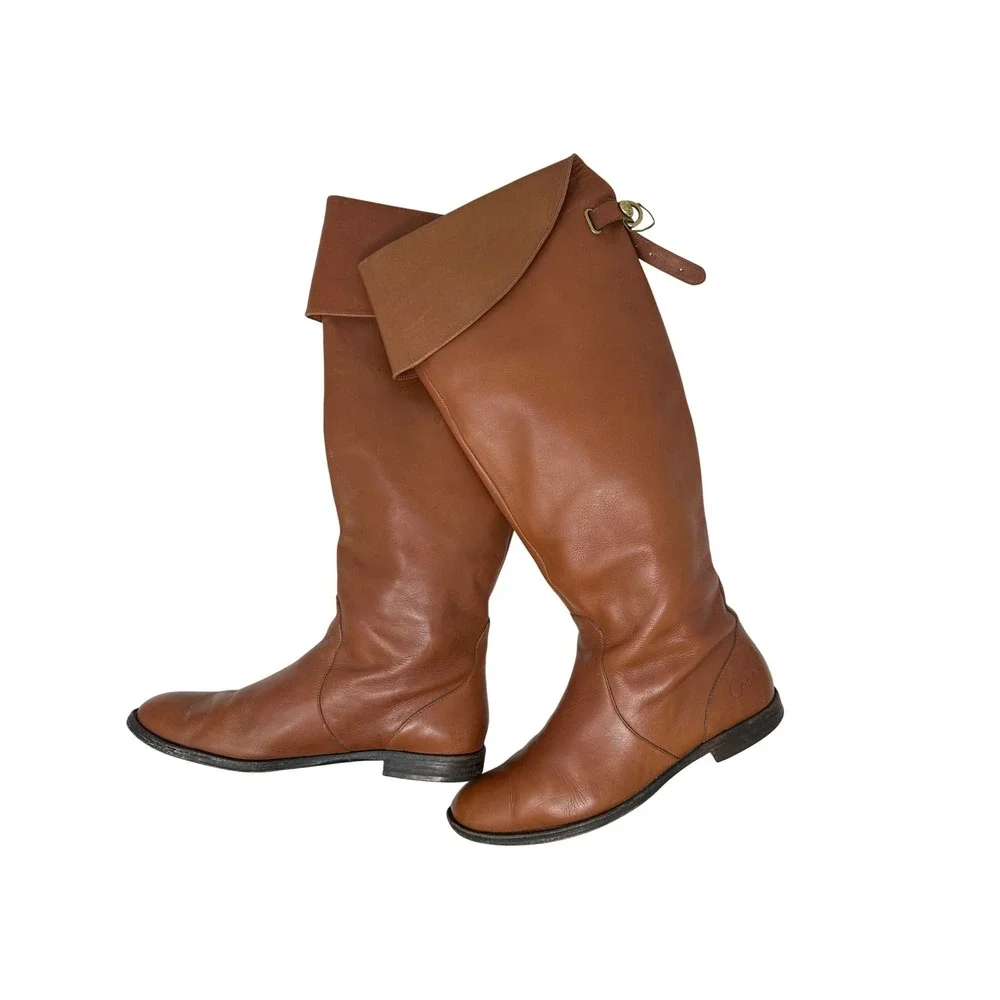 Coach Cheyenne Brown Soft Calf Leather Over the Knee Riding Boots 9.5